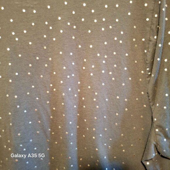 Lane Bryant Perfect Sleeve Tee 22/24 Olive Green With Gold Polka Dots V-Neck Rel - Picture 5 of 5